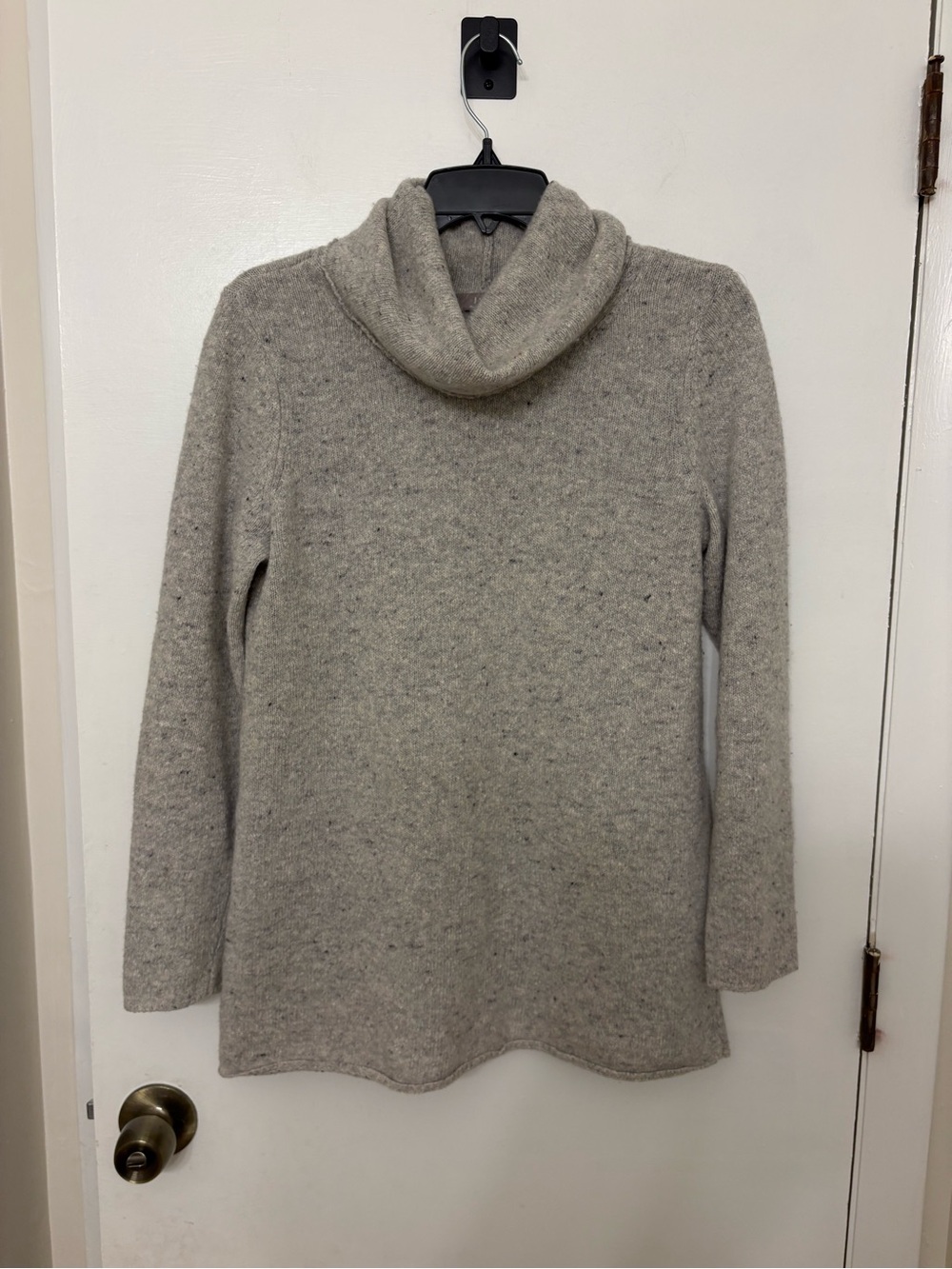 J. Jill Italian Yarn Cowl Neck Tunic Sweater Gray Tweed Wool Cashmere M